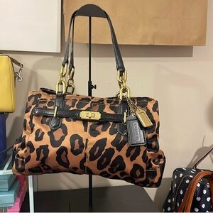 Leopard Print Women's Bag with Black Accents